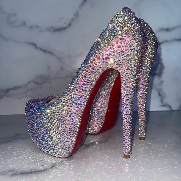 Christian Louboutin AB Crystal Bling Strass Daffodile Size EU 38.5 / US 8.5 - Picture 5 of 14